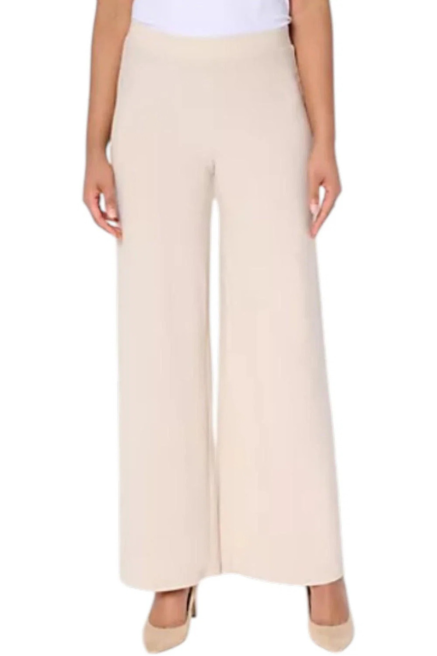 Dennis Basso Women's Crepe Wide Leg Pants Beige - Regular